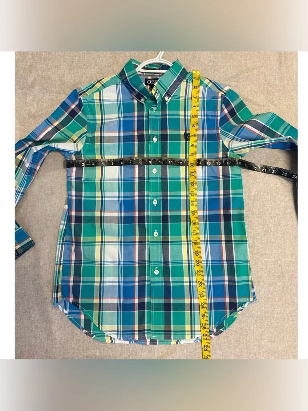 New Boy’s Chaps Plaid Button-down Ling-sleeve Shirt Size L(14-16)